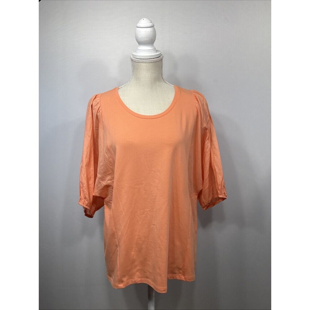 Chico’s Sunset Peach Dolman Sleeve Knit Top Size 2 Large NWT Lightweight